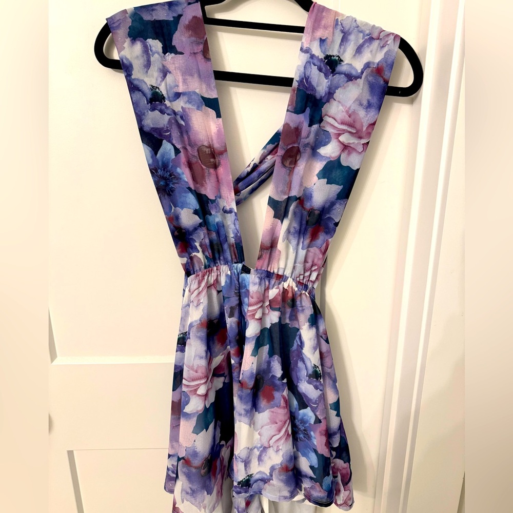 Lulu Floral Ajustable/Tie back/Multi-wear Romper- Size M